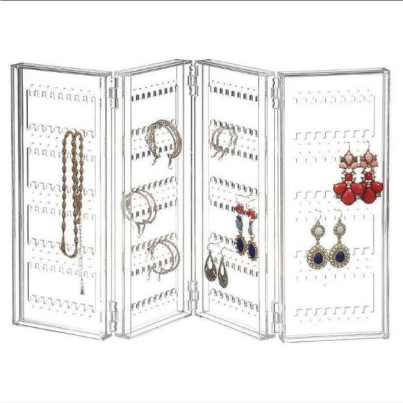 Acrylic 5 Tier 4 panel Foldable Earring Holder Rack Stand Jewelry Organizer - Picture 11 of 12